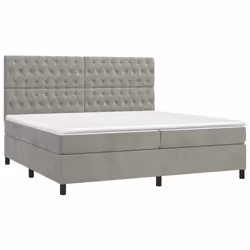 vidaXL Letto a Molle Materasso e LED Grigio Chiaro 200x200 cm Velluto - Vista aggiuntiva 3