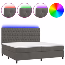 vidaXL Letto a Molle con Materasso e LED Grigio Scuro 200x200 cm - Vista aggiuntiva 2