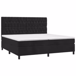 Letto a Molle con Materasso e LED Nero 200x200 cm in Vellutocod mxl 123057 - Vista aggiuntiva 3