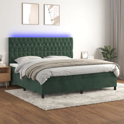 vidaXL Letto a Molle con Materasso e LED Verde Scuro 200x200cm Velluto