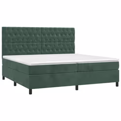 vidaXL Letto a Molle con Materasso e LED Verde Scuro 200x200cm Velluto - Vista aggiuntiva 3