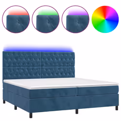 Letto a Molle con Materasso e LED Blu Scuro 200x200 cmcod mxl 123067 - Vista aggiuntiva 2