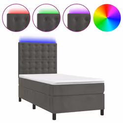 Letto a Molle con Materasso e LED Grigio Scuro 90x190cm Vellutocod mxl 99123 - Vista aggiuntiva 2