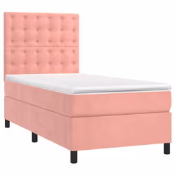 vidaXL Letto a Molle con Materasso e LED Rosa 90x190 cm in Velluto - Vista aggiuntiva 3