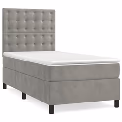 Letto a Molle Materasso e LED Grigio Chiaro 90x200 cm Vellutocod mxl 99128