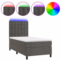 Letto a Molle con Materasso e LED Grigio Scuro 90x200cm Vellutocod mxl 75152 - Vista aggiuntiva 2