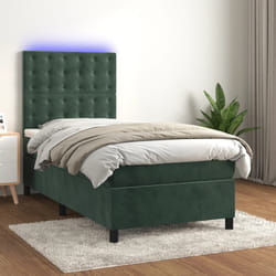 Letto a Molle con Materasso e LED Verde Scuro 100x200cm Vellutocod mxl 123068