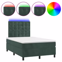 Letto a Molle con Materasso e LED Verde Scuro 120x200cm Vellutocod mxl 75155 - Vista aggiuntiva 2