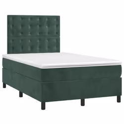 Letto a Molle con Materasso e LED Verde Scuro 120x200cm Vellutocod mxl 75155 - Vista aggiuntiva 3