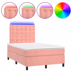vidaXL Letto a Molle con Materasso e LED Rosa 120x200 cm in Velluto - Vista aggiuntiva 2