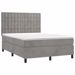 Letto a Molle Materasso e LED Grigio Chiaro 140x190 cm Vellutocod mxl 123064 - Vista aggiuntiva 3