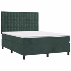 Letto a Molle con Materasso e LED Verde Scuro 140x190cm Vellutocod mxl 99135 - Vista aggiuntiva 3