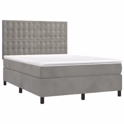 Letto a Molle Materasso e LED Grigio Chiaro 140x200 cm Vellutocod mxl 123073 - Vista aggiuntiva 3