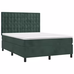Letto a Molle con Materasso e LED Verde Scuro 140x200cm Vellutocod mxl 75160 - Vista aggiuntiva 3