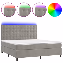 Letto a Molle Materasso e LED Grigio Chiaro 160x200 cm Vellutocod mxl 123077 - Vista aggiuntiva 2