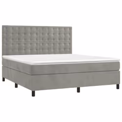 Letto a Molle Materasso e LED Grigio Chiaro 160x200 cm Vellutocod mxl 123077 - Vista aggiuntiva 3