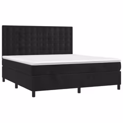 Letto a Molle con Materasso e LED Nero 160x200 cm in Vellutocod mxl 123066 - Vista aggiuntiva 3