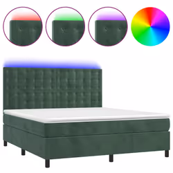 Letto a Molle con Materasso e LED Verde Scuro 160x200cm Vellutocod mxl 99132 - Vista aggiuntiva 2