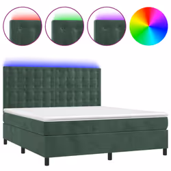 Letto a Molle con Materasso e LED Verde Scuro 180x200cm Vellutocod mxl 75151 - Vista aggiuntiva 2