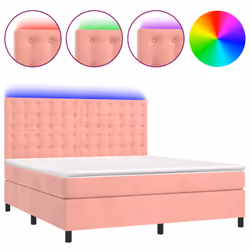 Letto a Molle con Materasso e LED Rosa 180x200 cm in Vellutocod mxl 75153 - Vista aggiuntiva 2