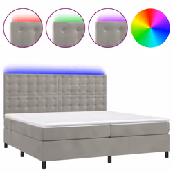 Letto a Molle Materasso e LED Grigio Chiaro 200x200 cm Vellutocod mxl 99601 - Vista aggiuntiva 2