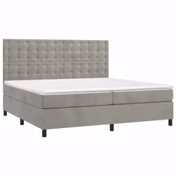 Letto a Molle Materasso e LED Grigio Chiaro 200x200 cm Vellutocod mxl 99601 - Vista aggiuntiva 3