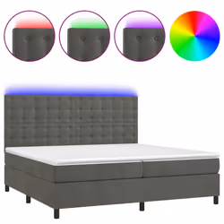 vidaXL Letto a Molle con Materasso e LED Grigio Scuro 200x200 cm - Vista aggiuntiva 2
