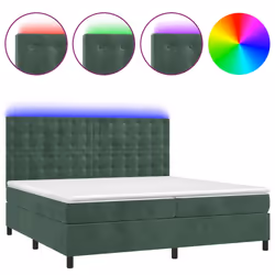 Letto a Molle con Materasso e LED Verde Scuro 200x200cm Vellutocod mxl 127779 - Vista aggiuntiva 2