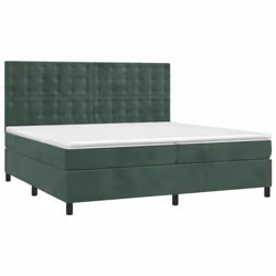 Letto a Molle con Materasso e LED Verde Scuro 200x200cm Vellutocod mxl 127779 - Vista aggiuntiva 3