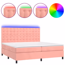 Letto a Molle con Materasso e LED Rosa 200x200 cm in Vellutocod mxl 99602 - Vista aggiuntiva 2