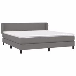 vidaXL Giroletto a Molle con Materasso Grigio Scuro 160x200 cm Tessuto - Vista aggiuntiva 3