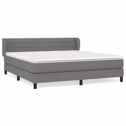 vidaXL Giroletto a Molle con Materasso Grigio Scuro 160x200 cm Tessuto - Vista aggiuntiva 2