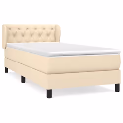 vidaXL Giroletto a Molle con Materasso Crema 80x200 cm inTessuto - Vista aggiuntiva 2