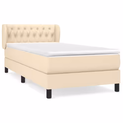 vidaXL Giroletto a Molle con Materasso Crema 90x200 cm inTessuto - Vista aggiuntiva 2