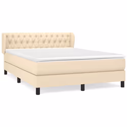 vidaXL Giroletto a Molle con Materasso Crema 140x200 cm in Tessuto - Vista aggiuntiva 2