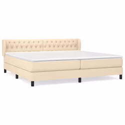 vidaXL Giroletto a Molle con Materasso Crema 200x200 cm in Tessuto - Vista aggiuntiva 2