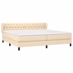 vidaXL Giroletto a Molle con Materasso Crema 200x200 cm in Tessuto - Vista aggiuntiva 3