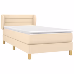 vidaXL Giroletto a Molle con Materasso Crema 90x200 cm inTessuto - Vista aggiuntiva 3