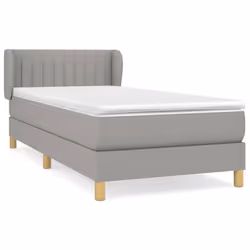 vidaXL Giroletto a Molle con Materasso Grigio Chiaro 90x200 cm Tessuto - Vista aggiuntiva 2