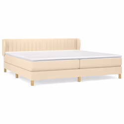vidaXL Giroletto a Molle con Materasso Crema 200x200 cm in Tessuto - Vista aggiuntiva 2