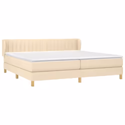 vidaXL Giroletto a Molle con Materasso Crema 200x200 cm in Tessuto - Vista aggiuntiva 3