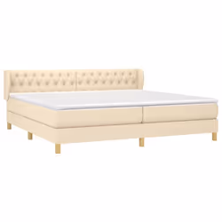 vidaXL Giroletto a Molle con Materasso Crema 200x200 cm in Tessuto - Vista aggiuntiva 3