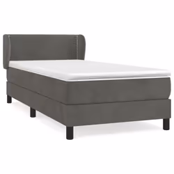 vidaXL Giroletto a Molle con Materasso Grigio Scuro 90x200 cm Velluto - Vista aggiuntiva 2