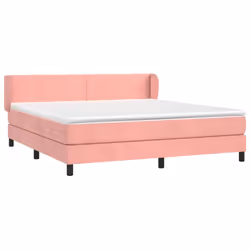 vidaXL Giroletto a Molle con Materasso Rosa 160x200 cm in Velluto - Vista aggiuntiva 3
