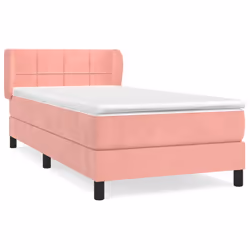 vidaXL Giroletto a Molle con Materasso Rosa 80x200 cm in Velluto - Vista aggiuntiva 2