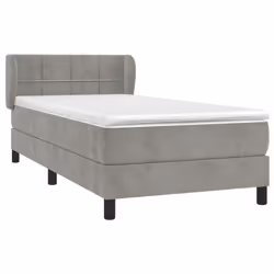 vidaXL Giroletto a Molle con Materasso Grigio Chiaro 90x200 cm Velluto - Vista aggiuntiva 3