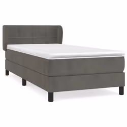 vidaXL Giroletto a Molle con Materasso Grigio Scuro 90x200 cm Velluto - Vista aggiuntiva 2