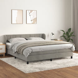 vidaXL Giroletto a Molle con Materasso Grigio Chiaro 160x200cm Velluto