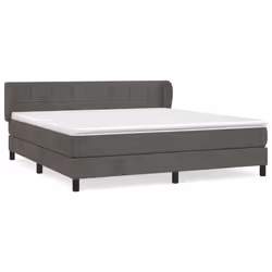 vidaXL Giroletto a Molle con Materasso Grigio Scuro 160x200 cm Velluto - Vista aggiuntiva 2