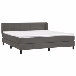 vidaXL Giroletto a Molle con Materasso Grigio Scuro 160x200 cm Velluto - Vista aggiuntiva 3